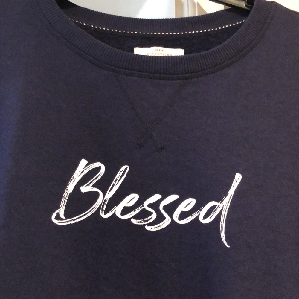 Blessed Navy Sweatshirt By New Directions Studio. New - Picture 3 of 13